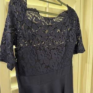 Chic Navy Lace Long Sleeve Dress